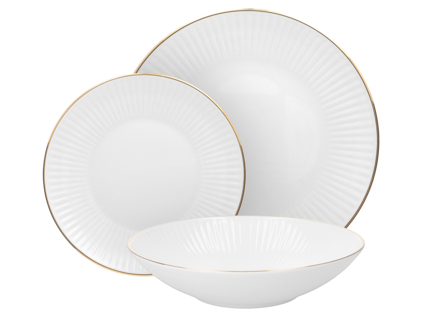 Komplet obiadowy porcelanowy Chodzież Dalia 18 el. biało-złoty
