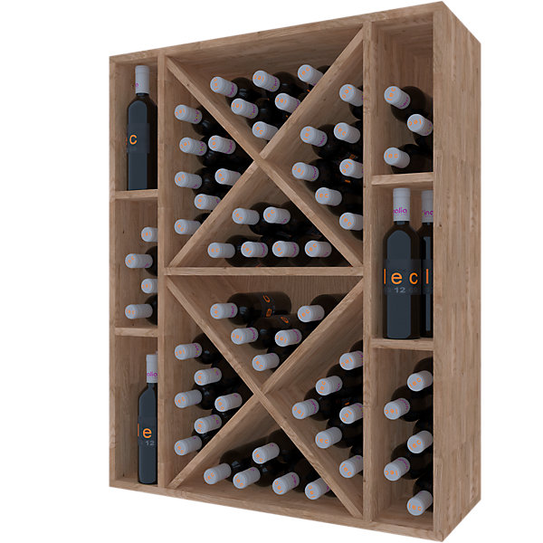 Meuble Range Bouteille de vin Série Godello en Chêne massif 75 bouteilles avec diamant et 6 cubicules