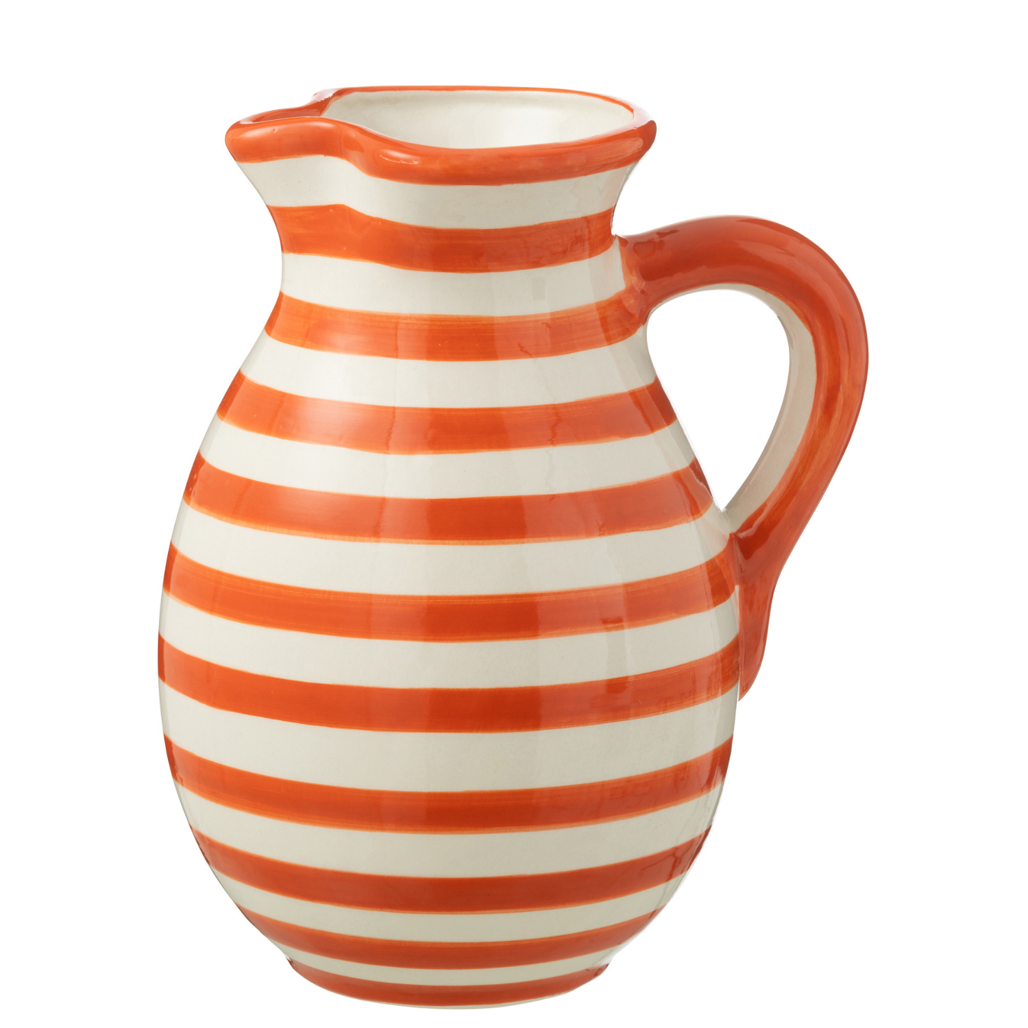 J-Line kruik Granada Stripes - keramiek - wit oranje - large