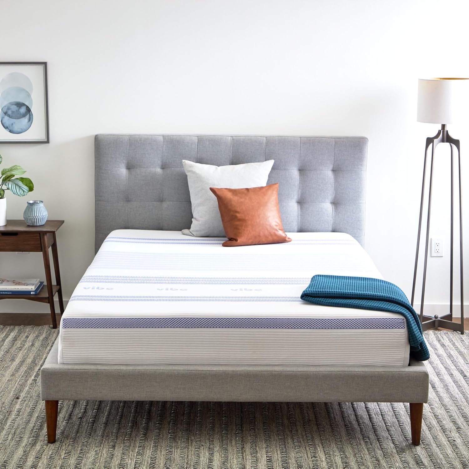 Vibe Gel Memory Foam Mattress, 12-Inch CertiPUR-US Certified Bed-in-a-Box, King, White