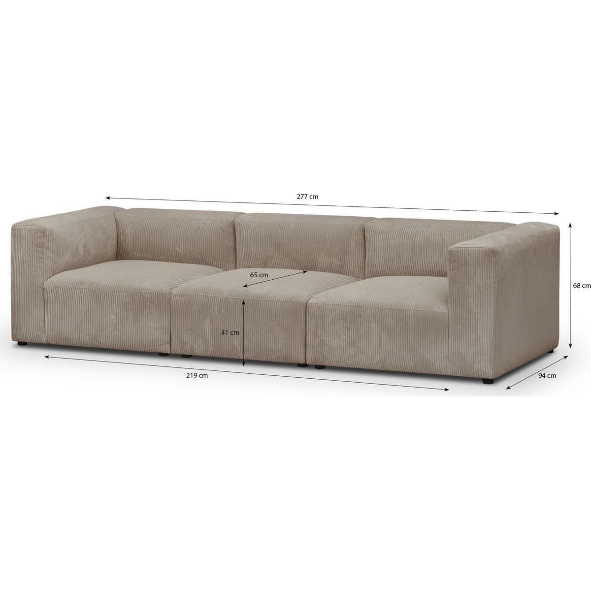 MODULO NEW - Canapé modulable 4 places en velours côtelé taupe