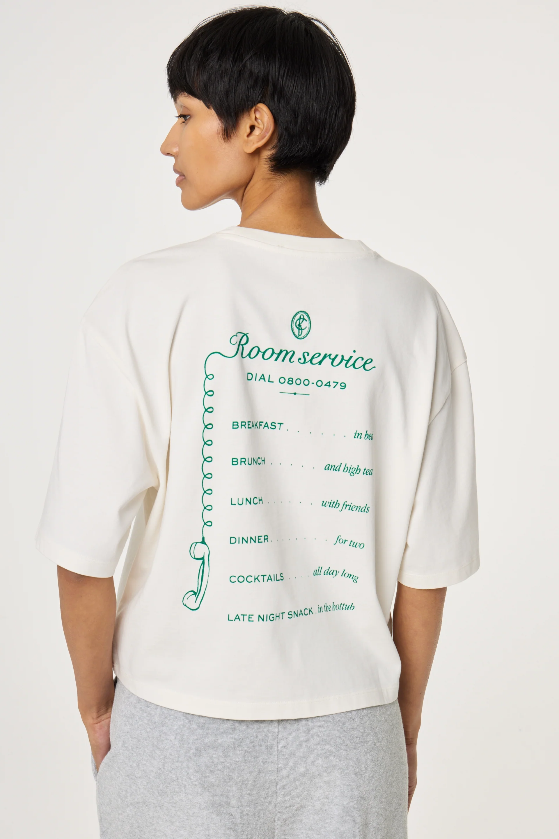 Benja T-shirt | Cosy White/Green