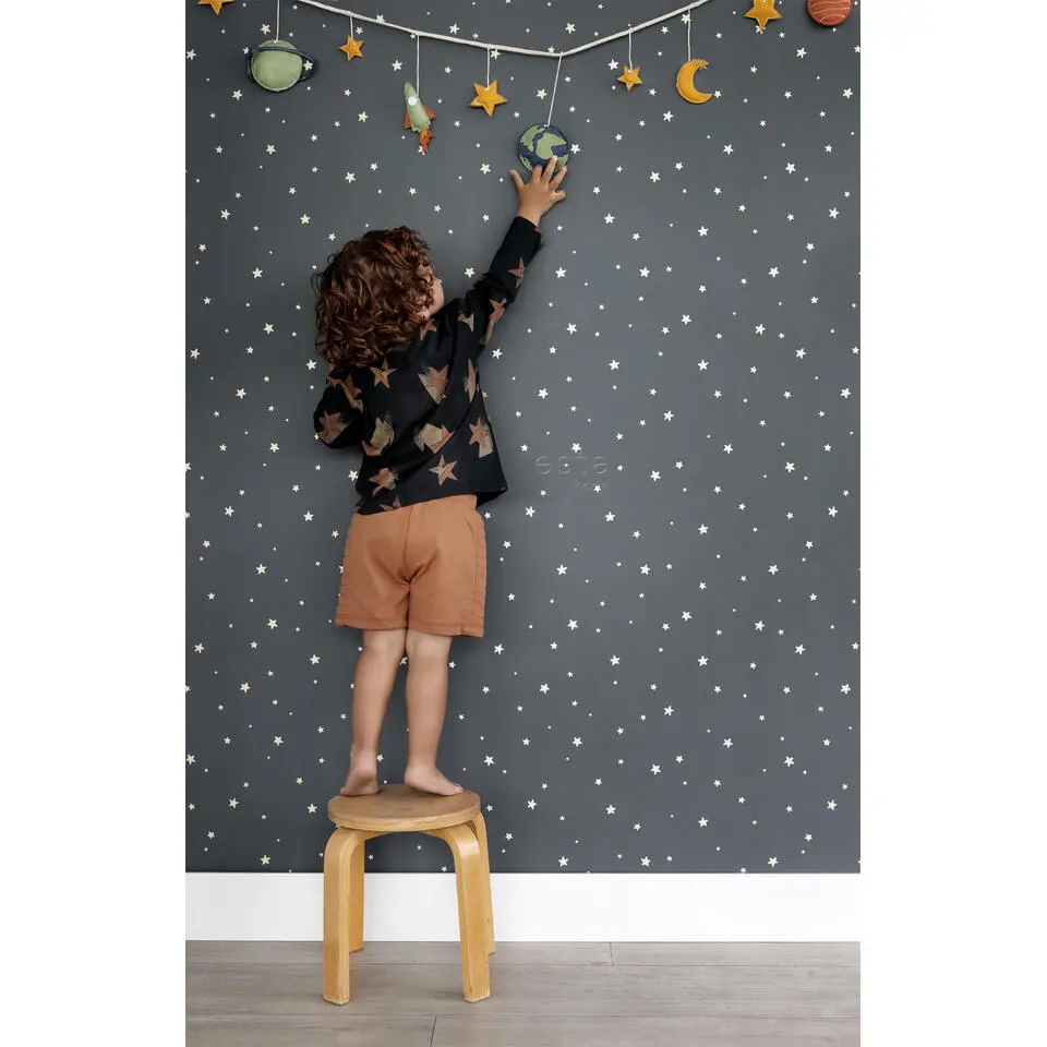 ESTAhome glow-in-the-dark behang lichtgevende sterretjes donkerblauw