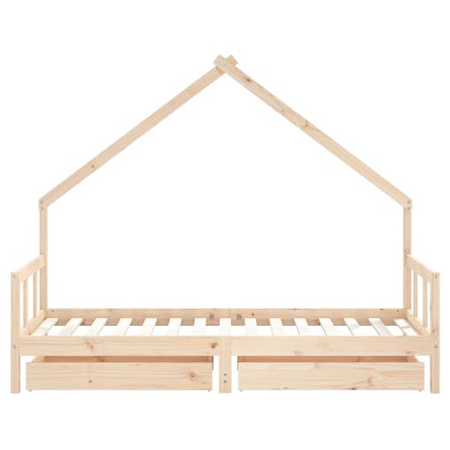 NNEVL Kids Bed Frame with Drawers 90x190 cm Solid Wood Pine