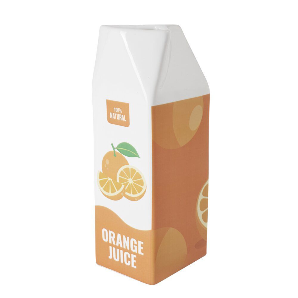 Vase céramique forme brique jus d'orange Orange Juice 7x7xH21cm