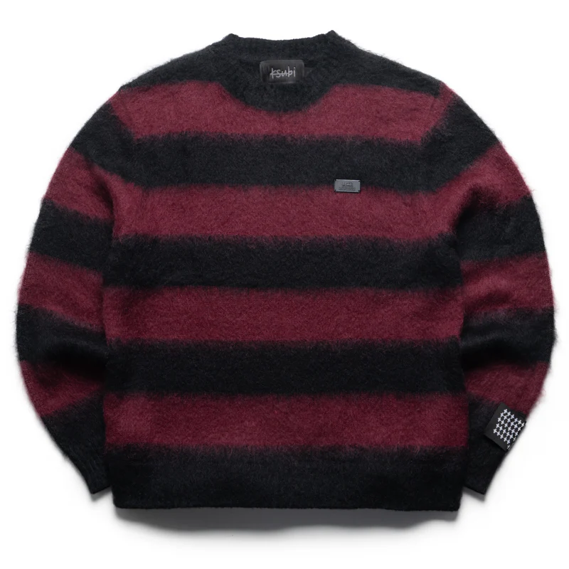 Ksubi Rugged Mohair Knit Ox Crewneck - Black/Burgundy