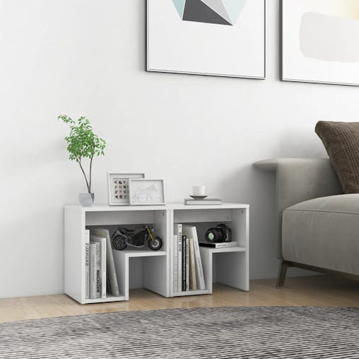 NNEVL Bed Cabinets 2 pcs White 40x30x40 cm Chipboard