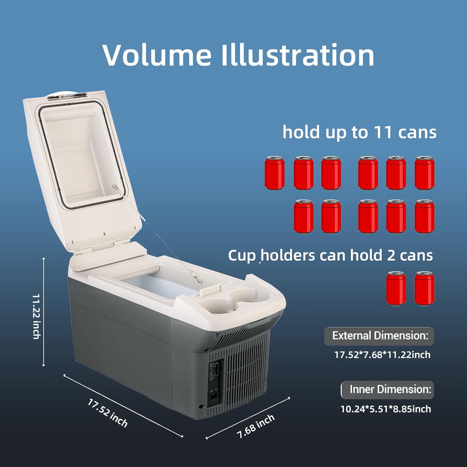 9 Quart (9 Liter) Portable Car Refrigerator & Warmer, 12V Thermoelectric Cooler/Heater for Cars, Trucks, Camping, Travel, Outdoor - Dual-Use Electric Cooler with Car Plug-In