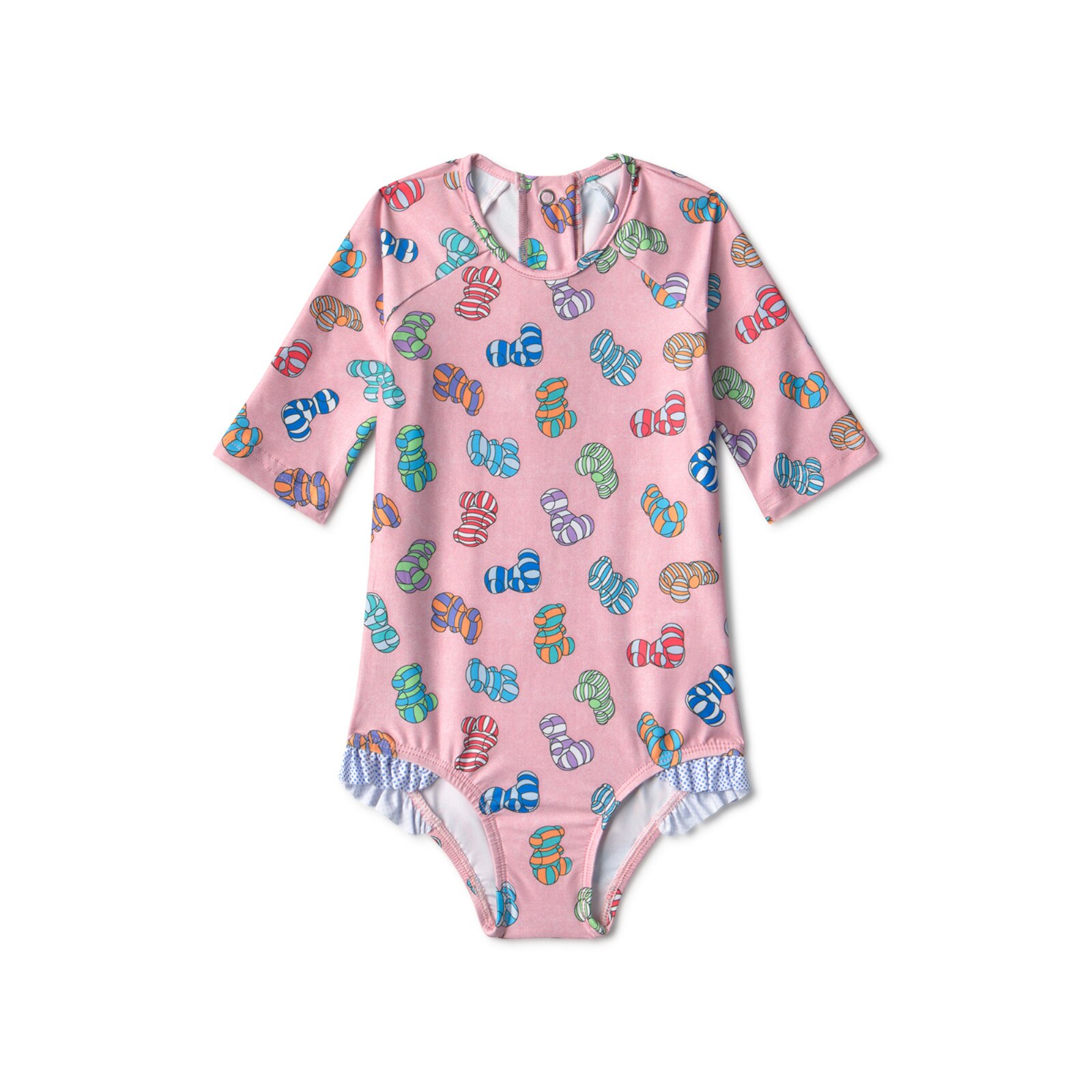 Bañador integral de niña manga larga Candy rosa