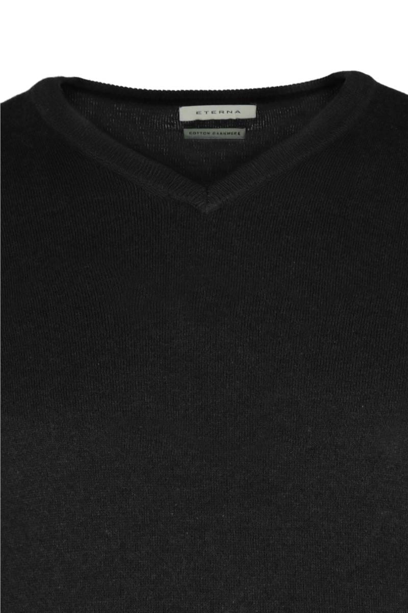 ETERNA Regular Fit Pullover V-Ausschnitt schwarz, Einfarbig