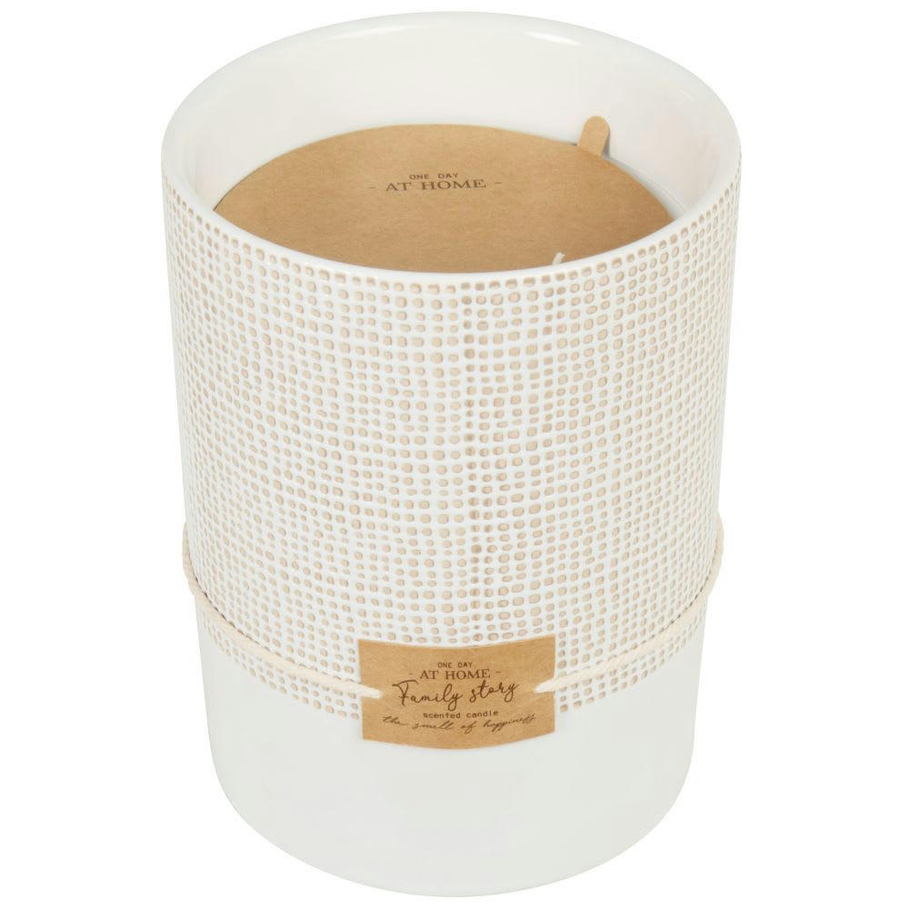 - Bougie parfumée en céramique blanche et caramel 1000g
