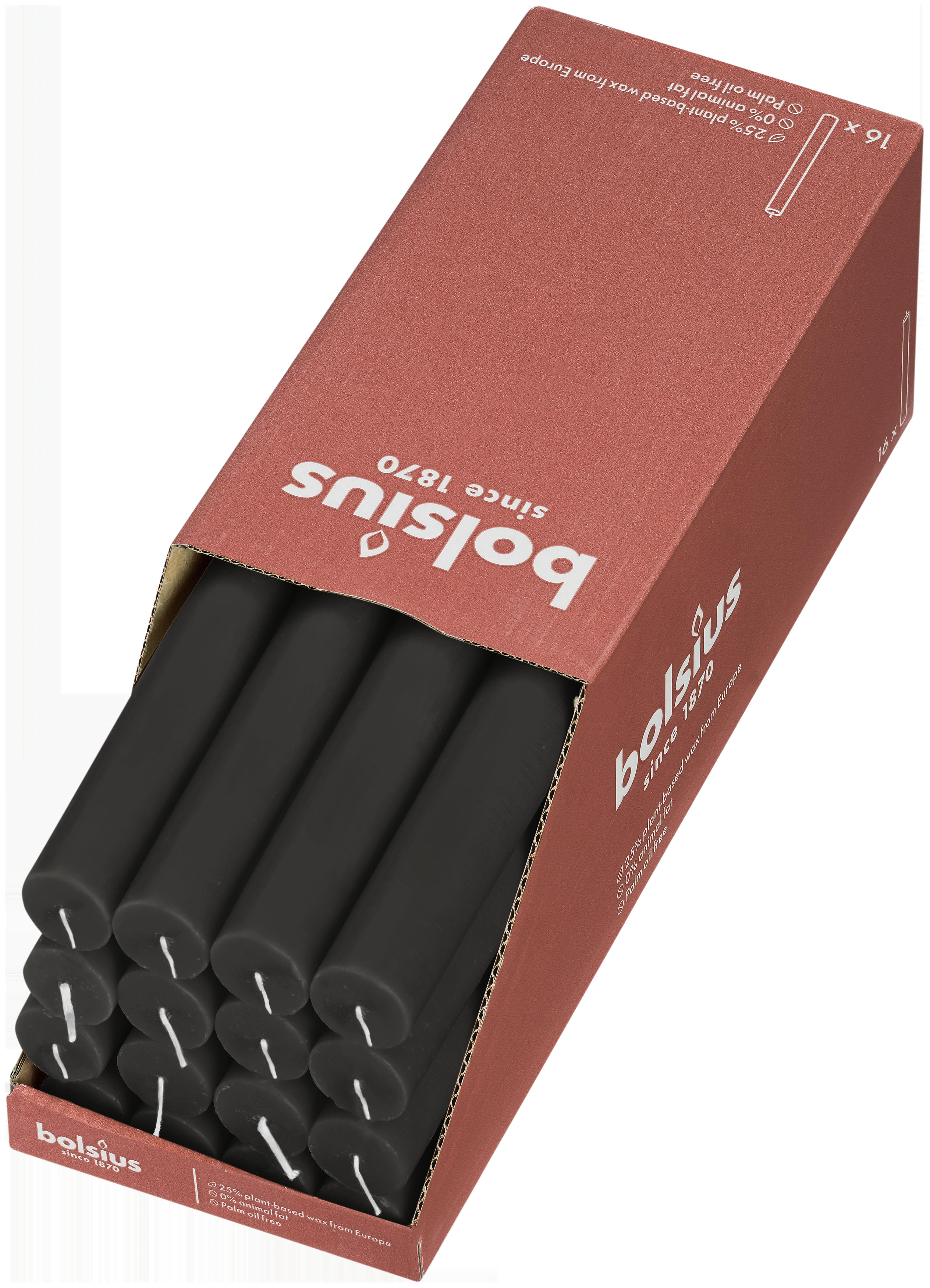 - Lot De 16 Bougies, Anthracite. 27Cm