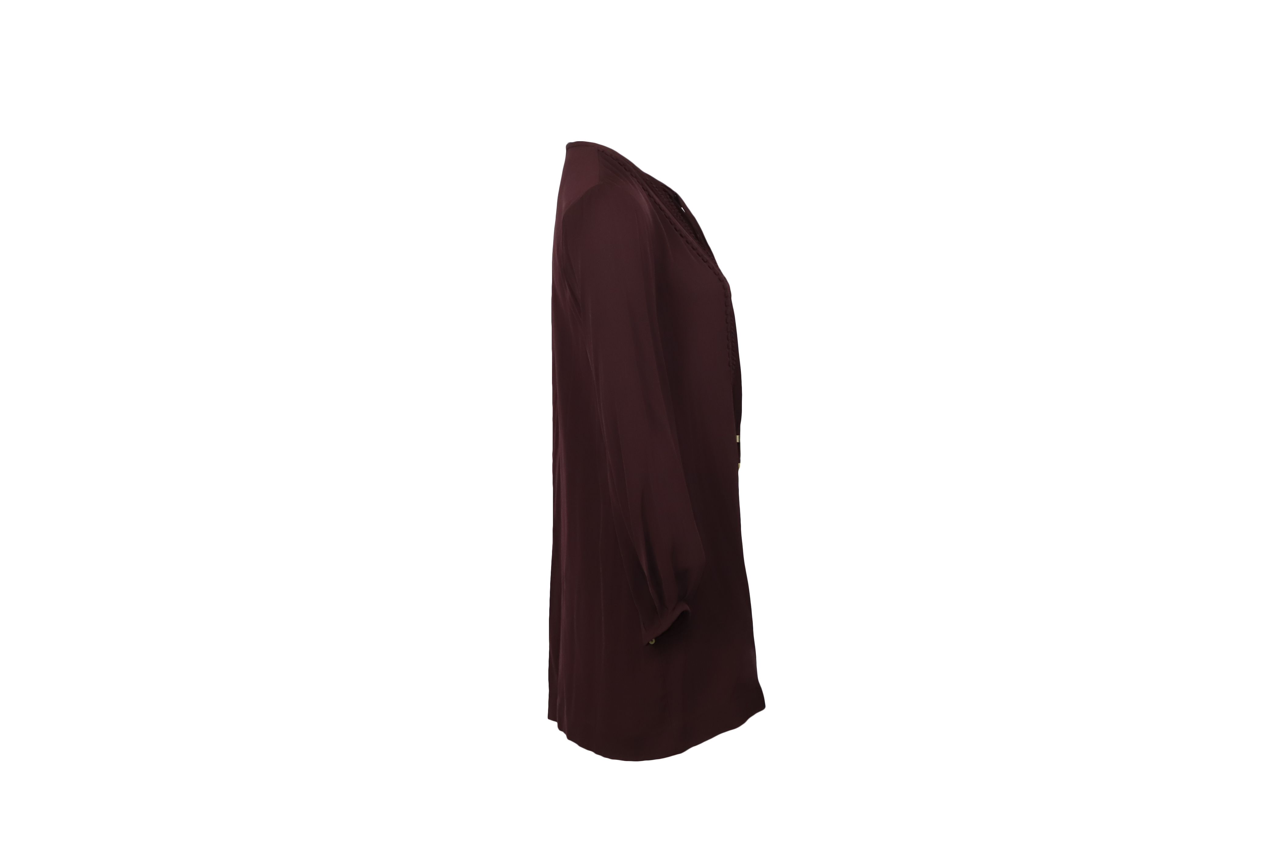 Diane Von Furstenberg Preloved Blouson Sleeve Dress in Burgundy Silk
