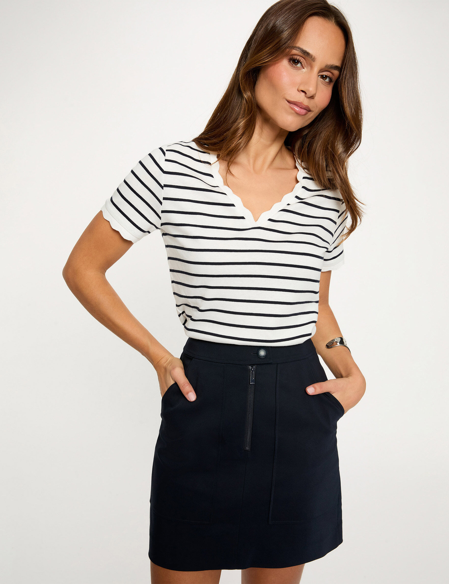 Short Zipped Skirt Navy Blue Women