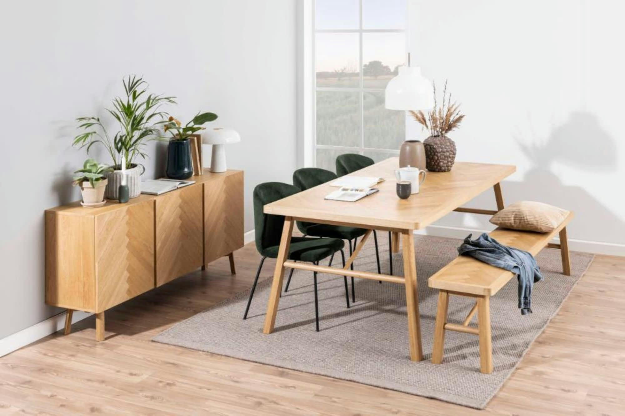 WALY - Table à manger rectangulaire en chêne L200 de style scandinave