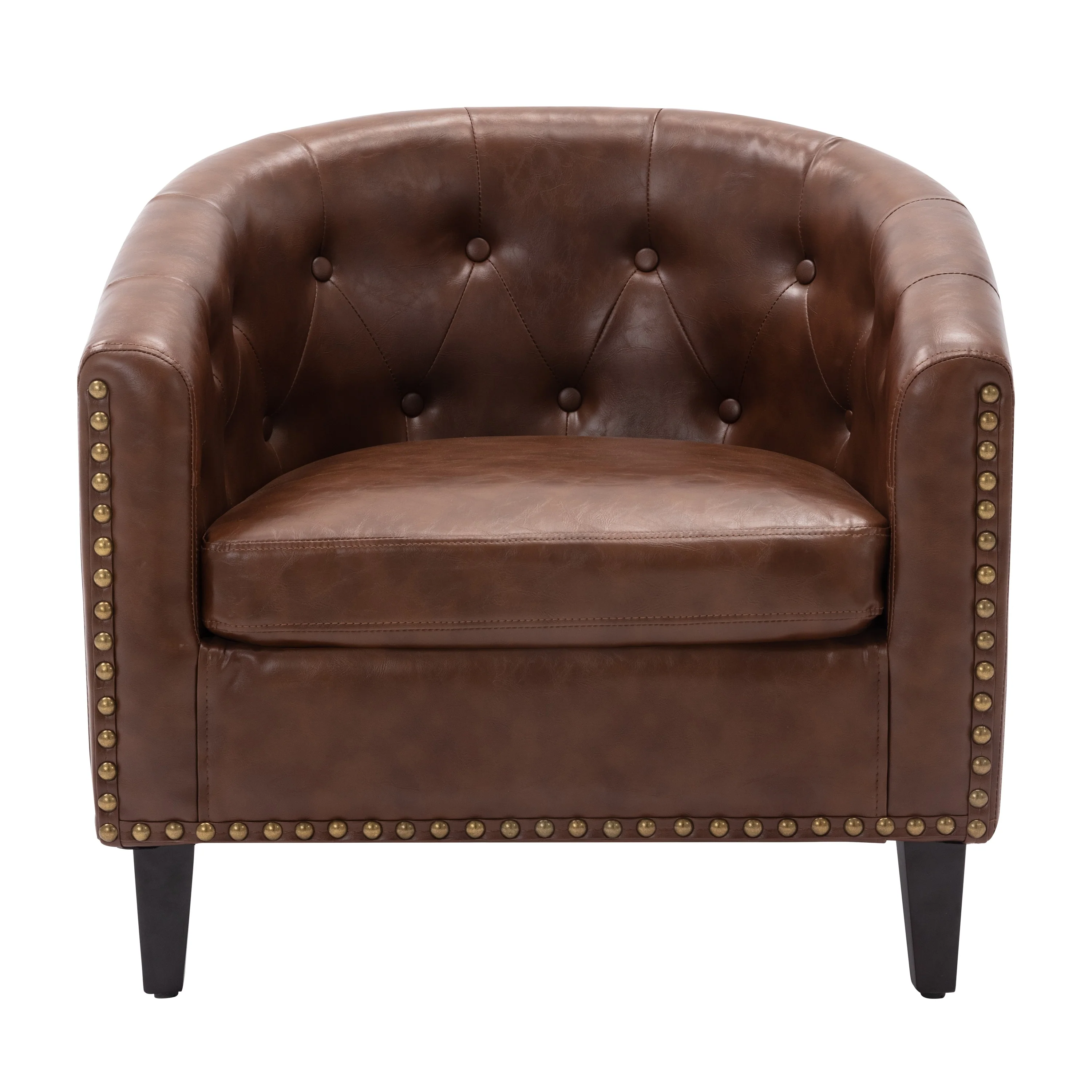 Pu Leather Tufted Barrel Chairtub Chair For Living Room Bedroom Club Chairs - 24.00 x 28.30 x 27.50