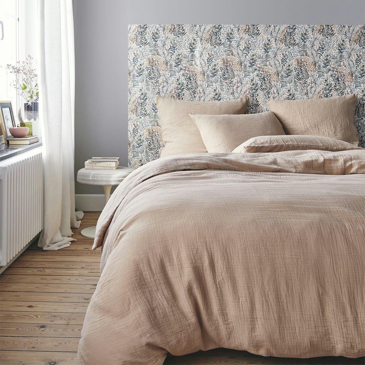 TENDRESSE - Housse de couette en gaze de coton beige 200x200