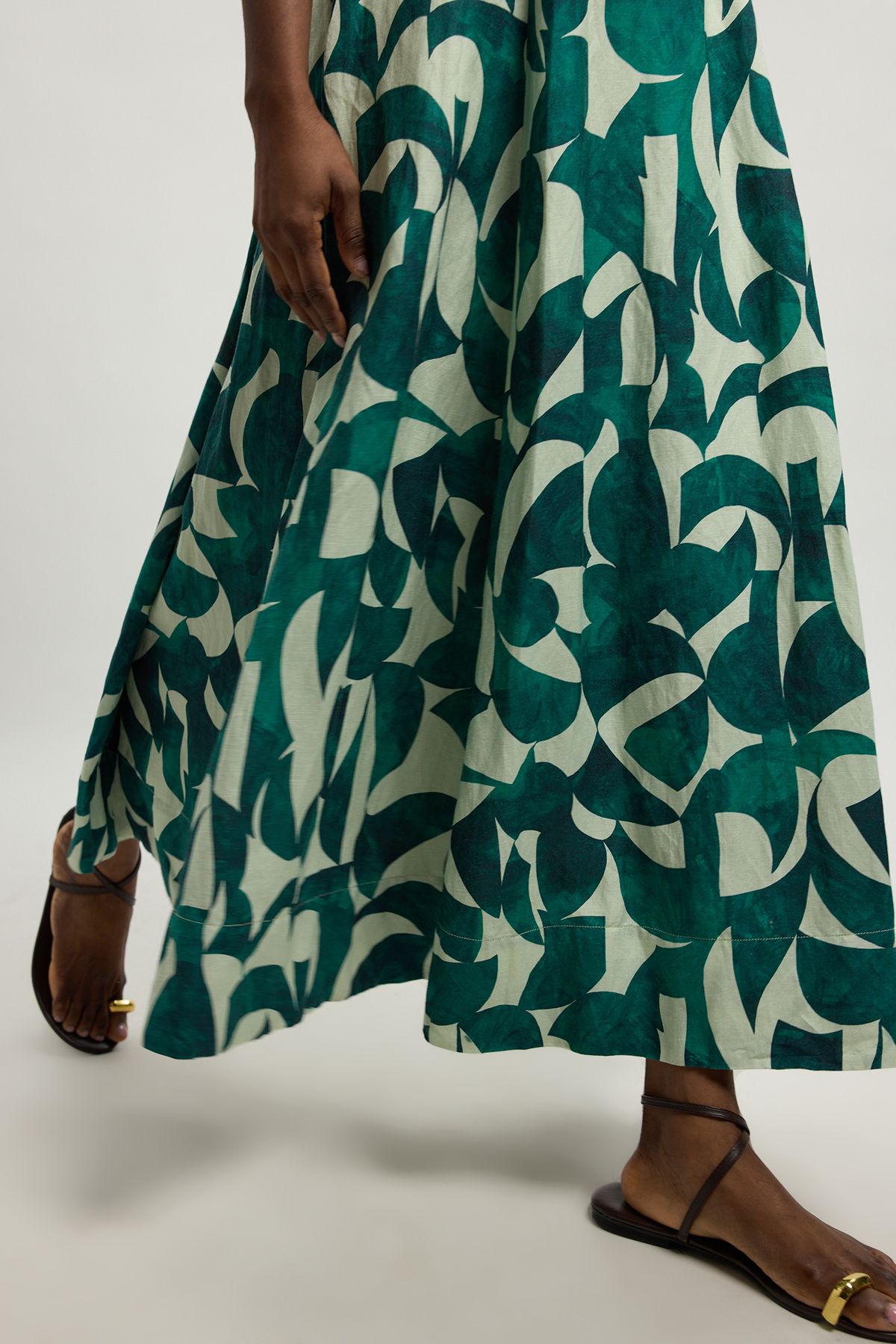 KarenMillen linen geo print woven maxi prom dress