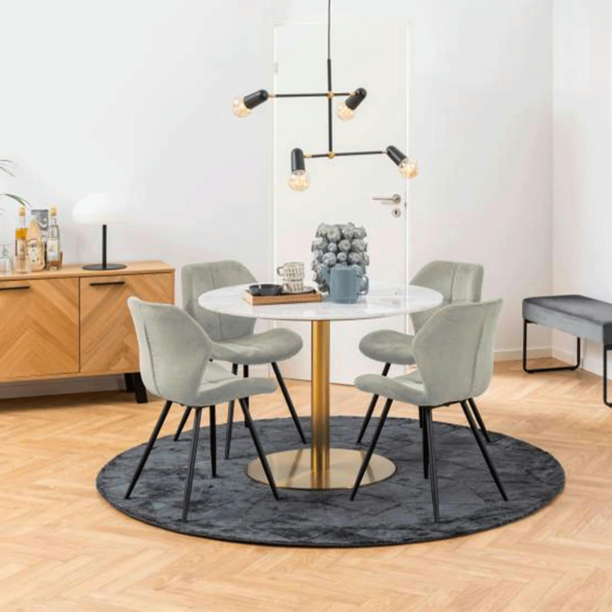 PETRA - Lot de 2 chaises modernes en velours pieds noir beige