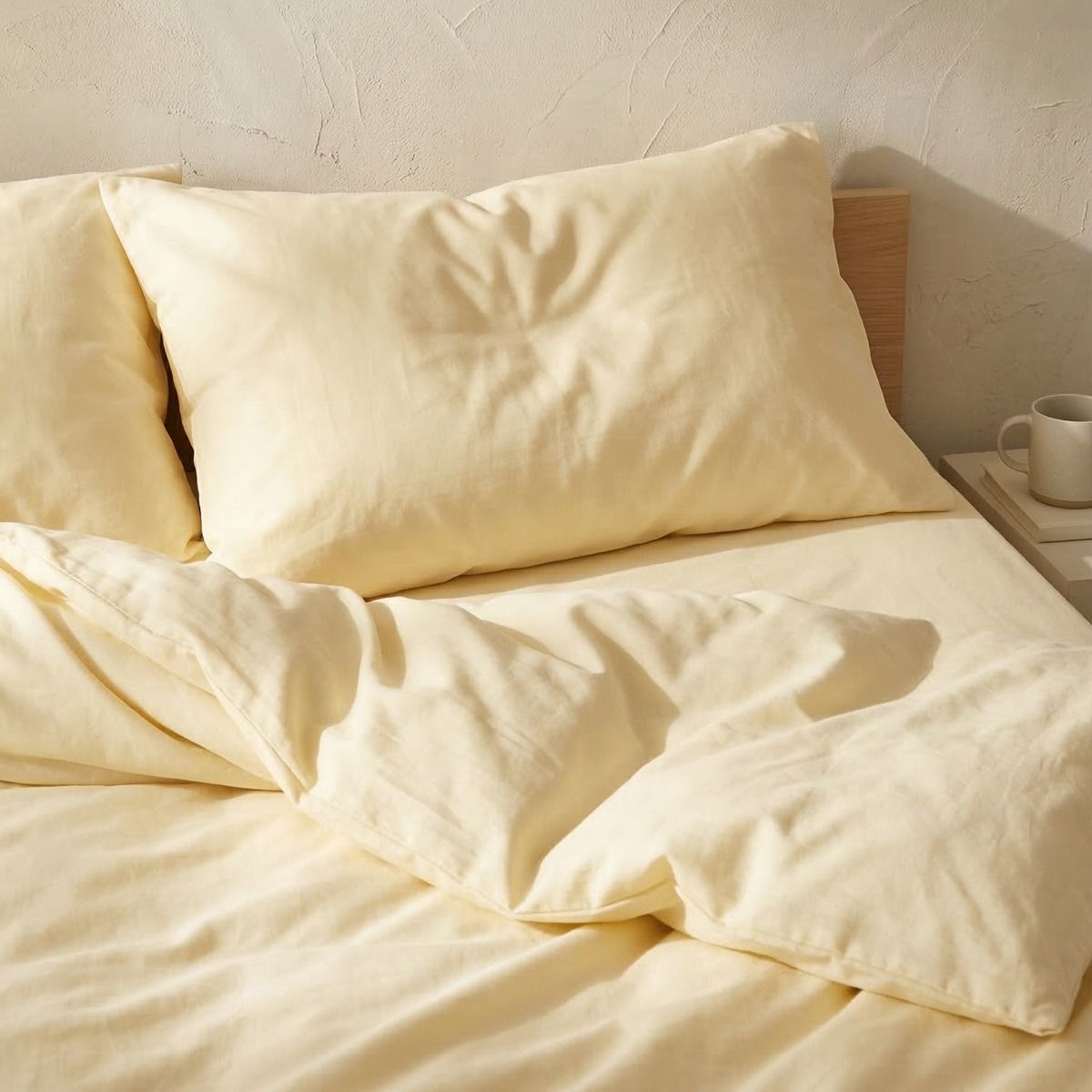 Pościel AVELIA satynowa z domieszką wiskozy żółta 140x200   1*70x80 cm