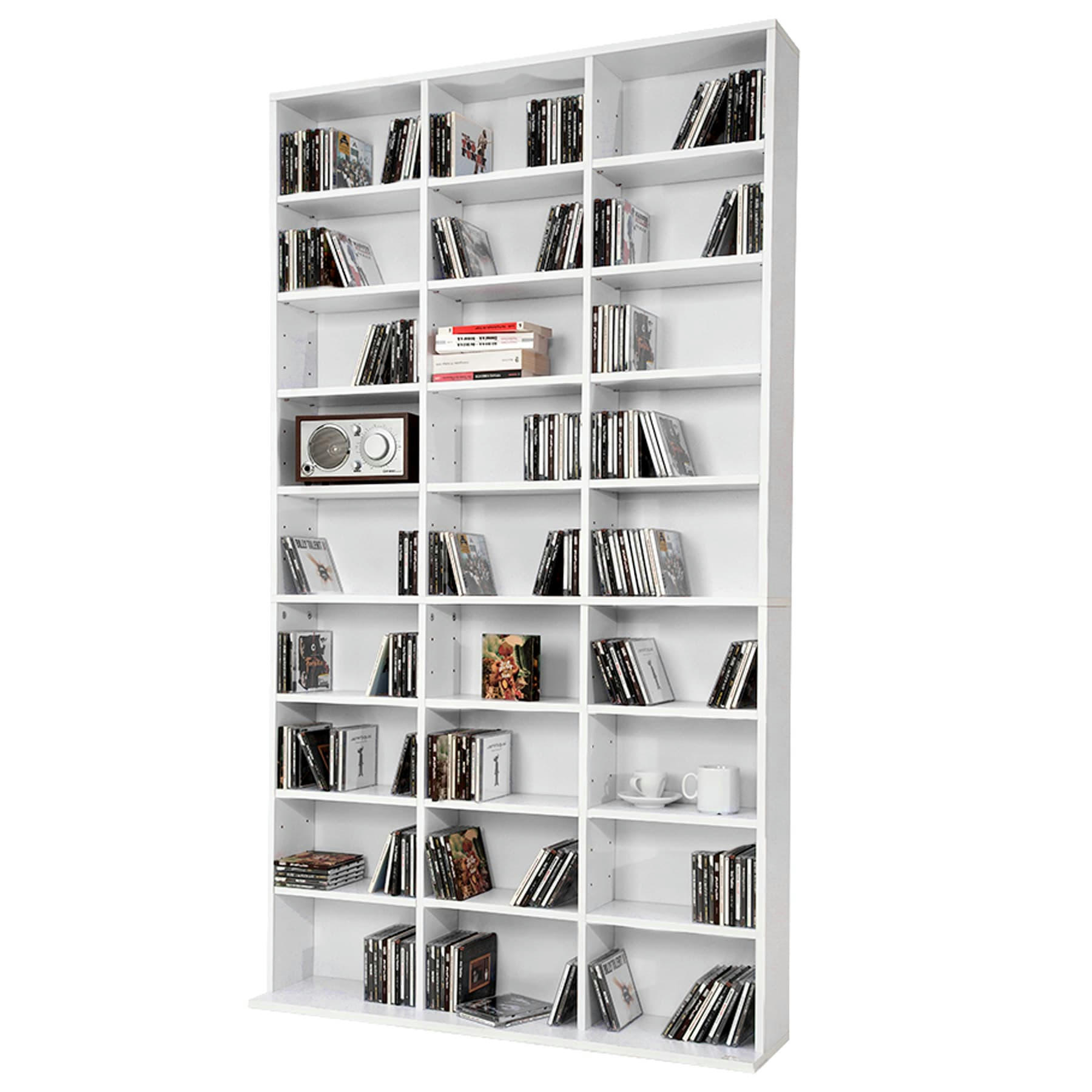 - Étagères de rangement ajustables effet bois blanc