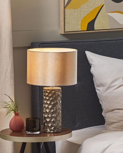 Lampa stołowa nocna ceramiczna 50 cm glamour złota