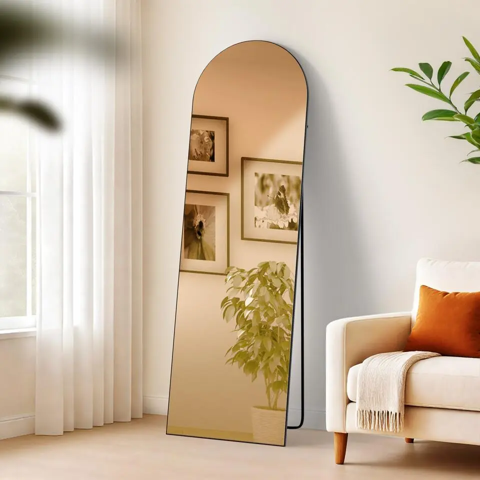 CLP Staande spiegel Moline ovaal - Glas - mat zwart