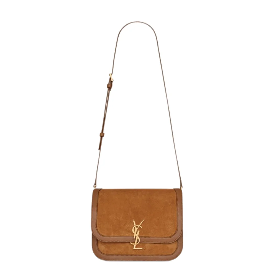 Saint Laurent YSL Brown Solferino Medium Suede Shoulder Bag