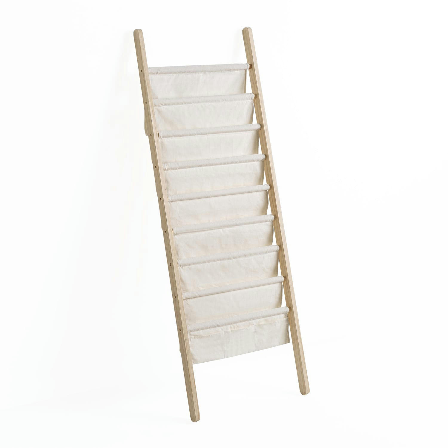 XOEL - Porte-revues en tissu et bois avec 8 sections