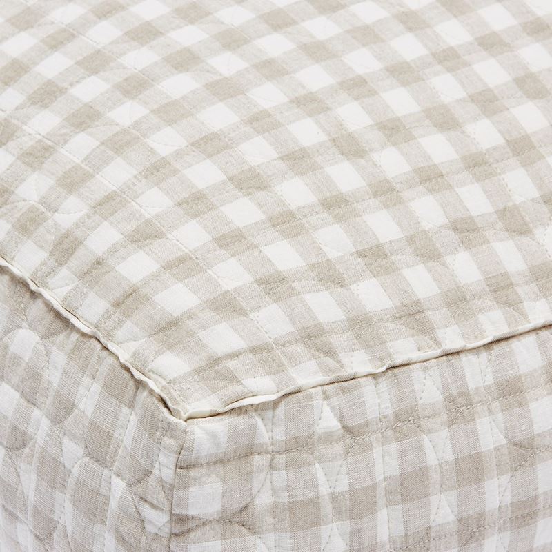 Vintage Washed Linen Linen Check Floor Cushion