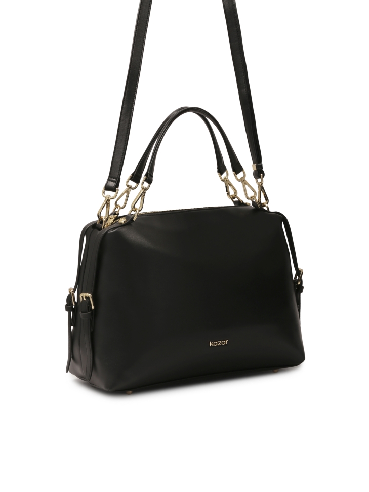 Black soft leather handbag