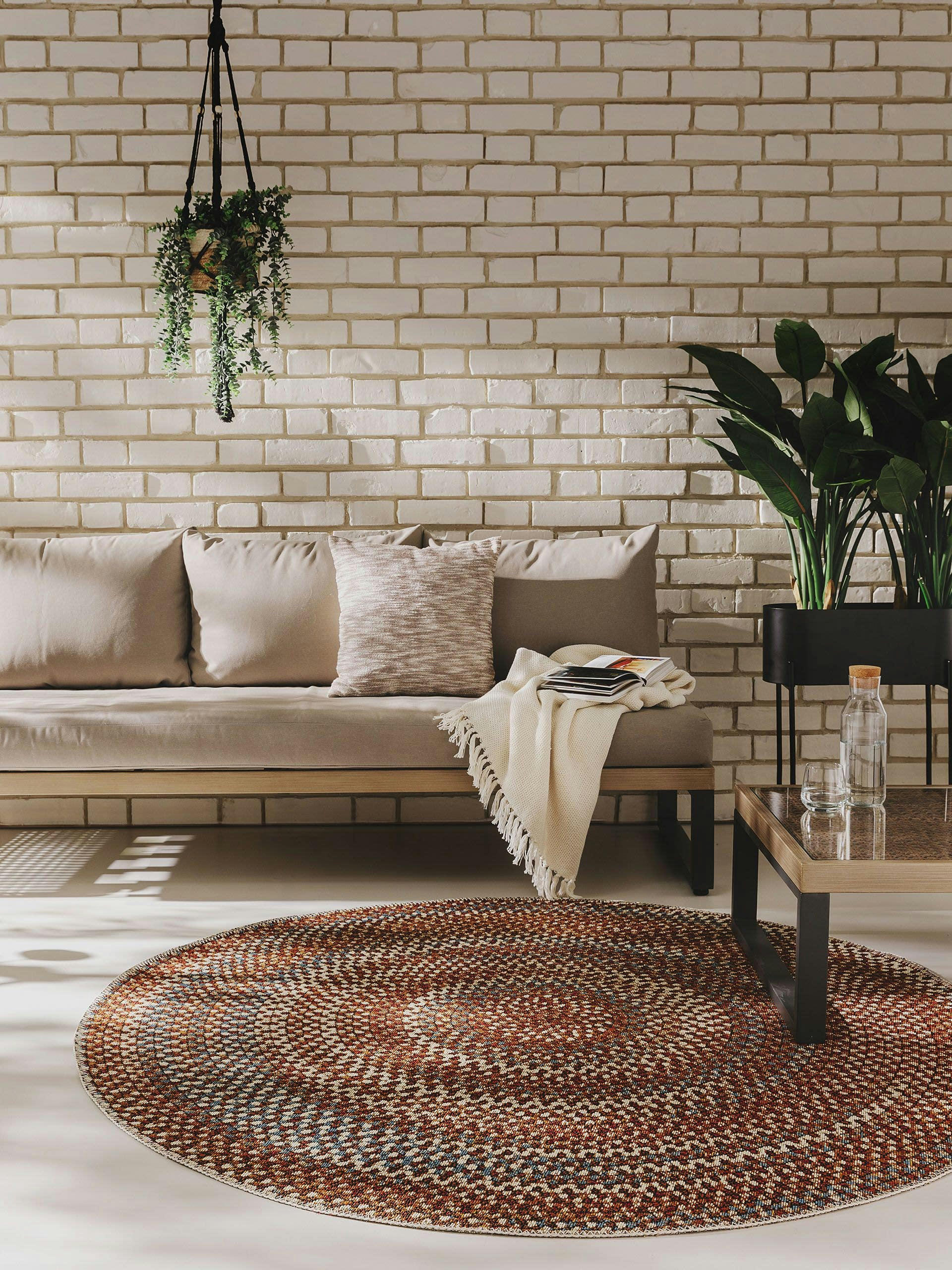 KENYA - Tapis d'extérieur & intérieur rond multicouleur D 160