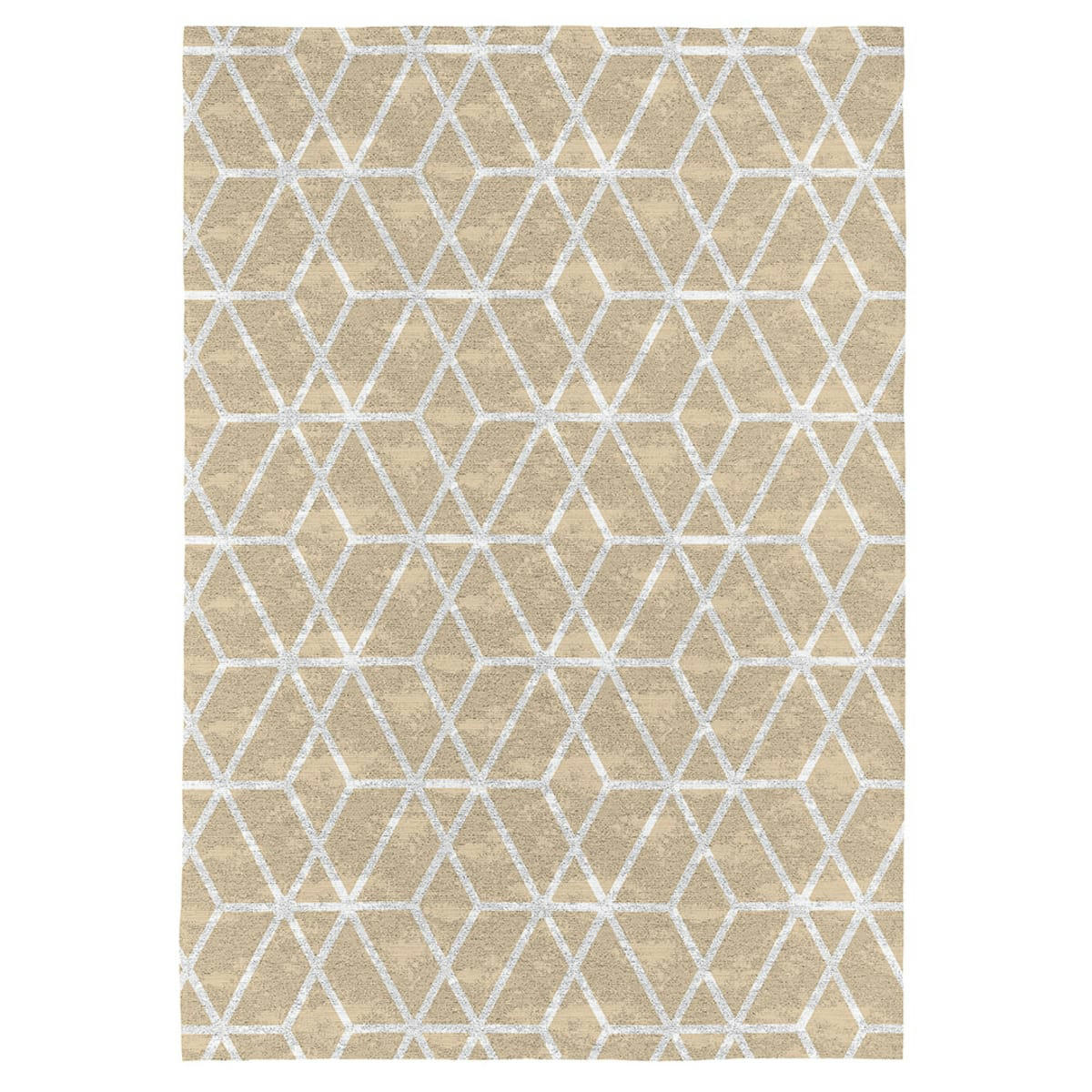 TRICO - Tapis de salon en coton imprimé numérique graphiques beige  160x230 cm