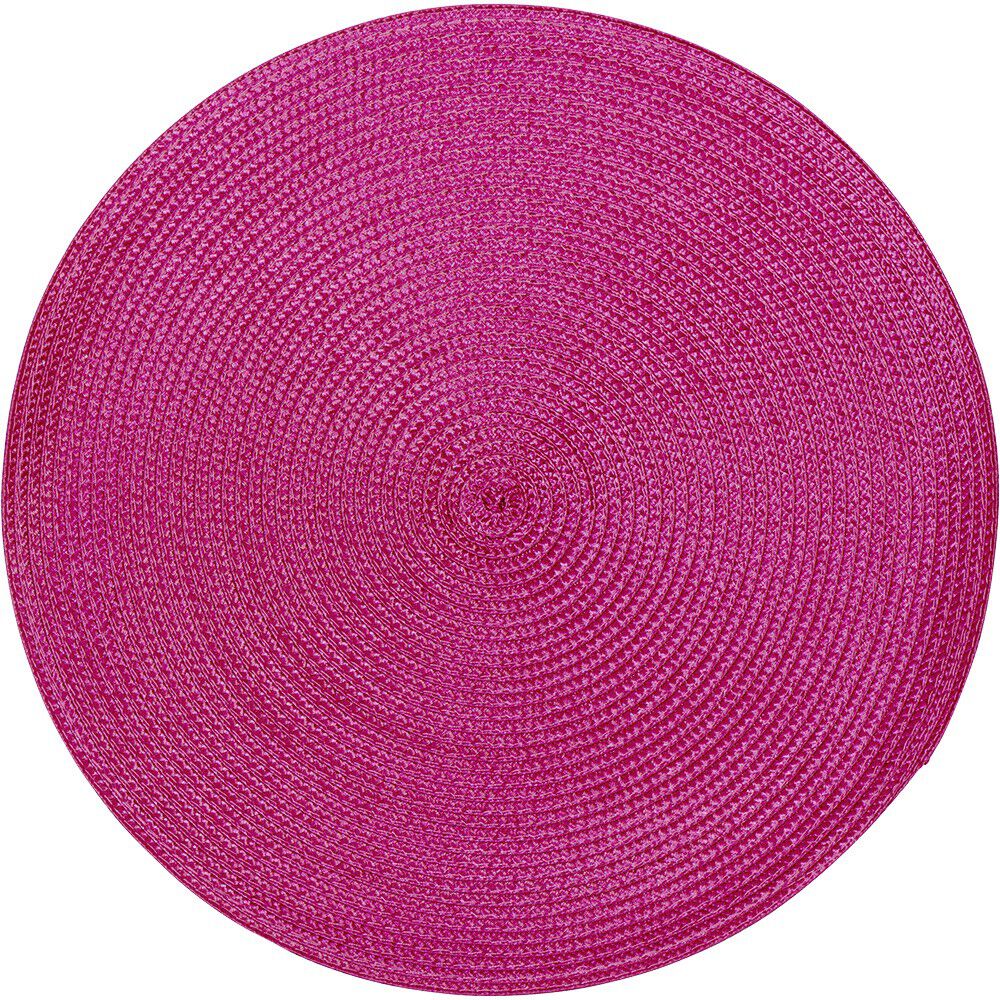 Set de table rond effet paille rose uni Ø38 cm