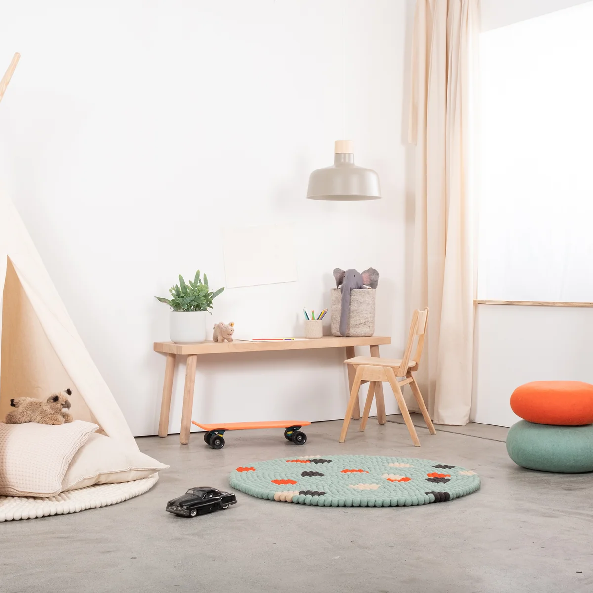 myfelt - Terra Ocean Filzkugelteppich rund