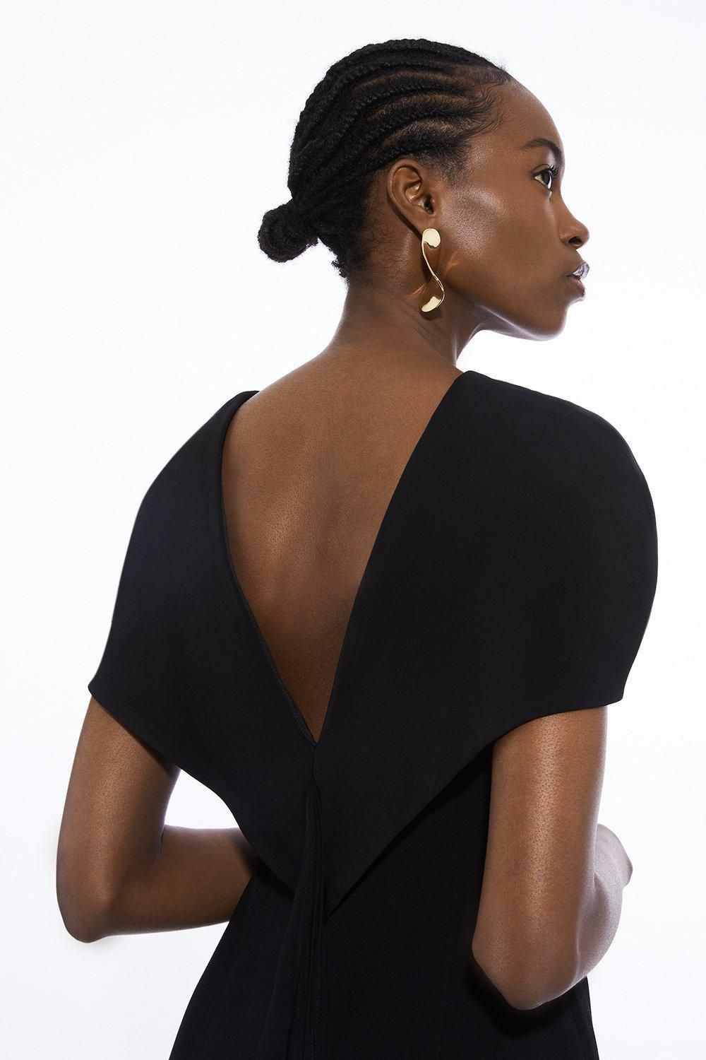 KarenMillen Compact Stretch Viscose Back Drape Tailored Midi Dress