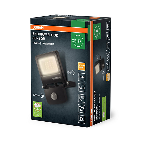 OSRAM Projecteur LEDENDURA FLOOD PC 10 W 3 000 K avec capteur gris