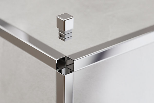 Finition angulaire Ilcom PQ en acier inoxydable pour profils Argent poli - 0,8 mm x 0,8 mm