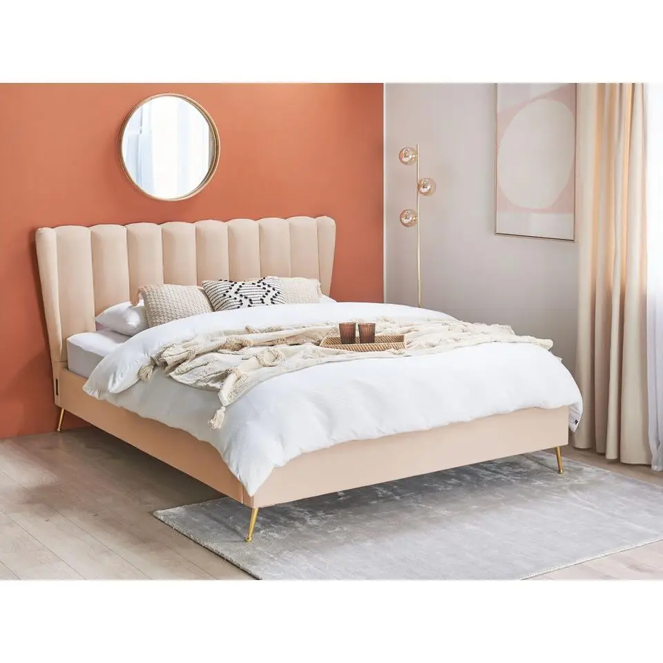 MIRIBEL - Tweepersoonsbed - Beige - 160x200 - Fluweel