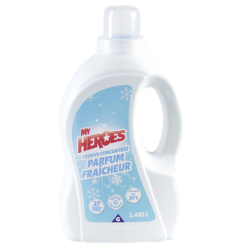 Lessive liquide concentrée My Heroes parfum fraÎcheur 27 lavages 1,485L