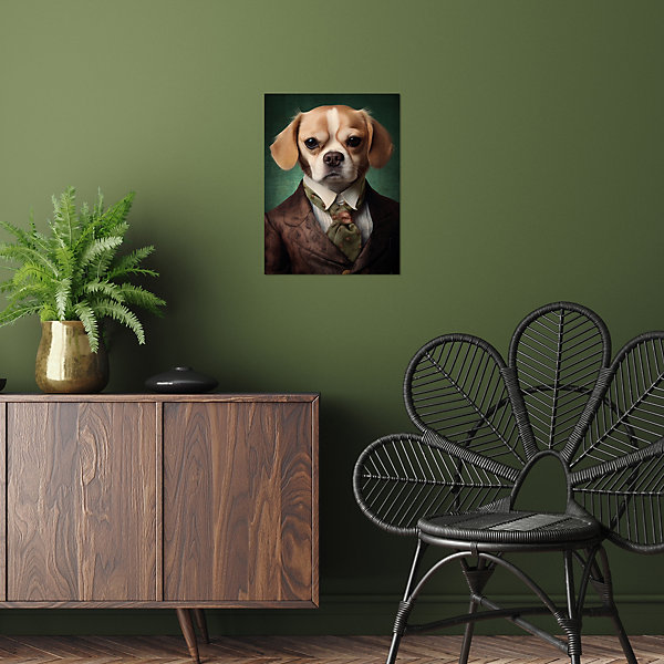 Affiche chien en costume marron l.30 x H.40 cm Dada Art
