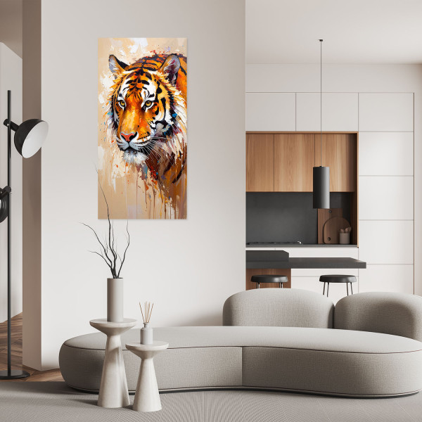 Plakat samoprzylepny Feeby Tygrys Zwierzęta Afryka farba olejna 40x80