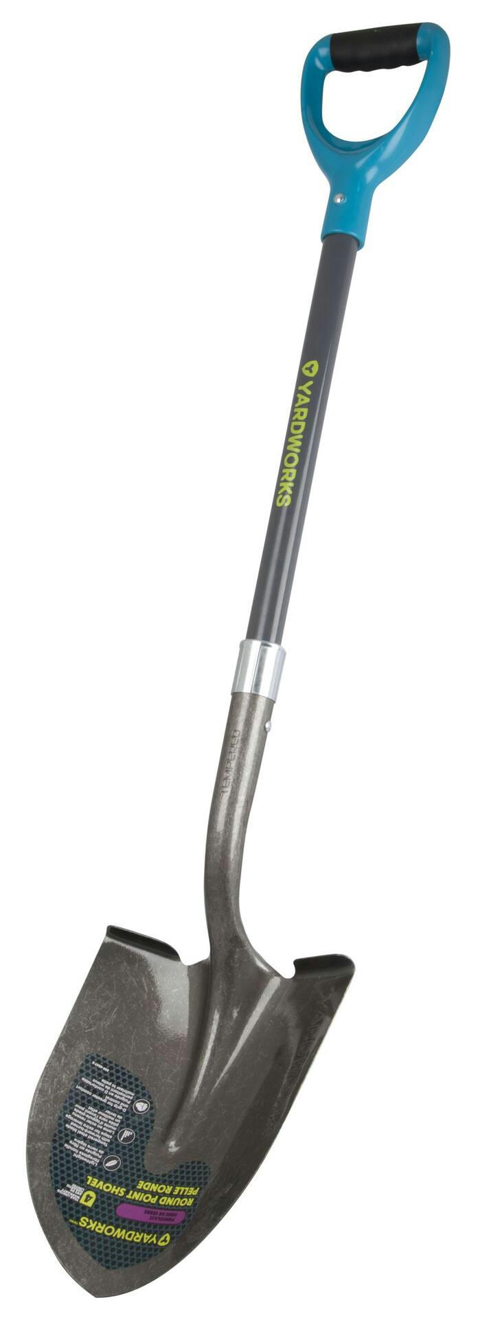 Yardworks Ergo Steel Round-Point Short-Handle D-Grip Shovel, 43-in Fibreglass Shaft