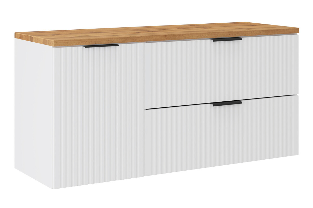 Szafka pod Umywalkę Adel White 120cm z Blatem i Szafką z Koszem na Pranie