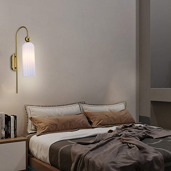 Applique murale verre blanc E14 design élégant éclairage chambre salon