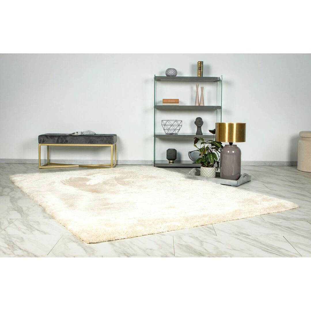 KARLA - Tapis uni design en polyester ivoire 160x230