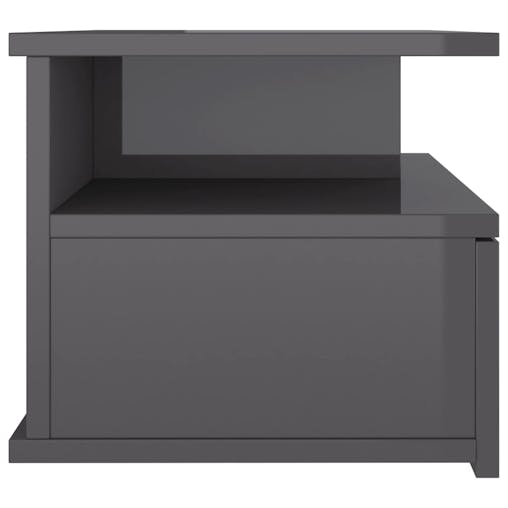 NNEVL Floating Nightstand High Gloss Grey 40x31x27cm Chipboard
