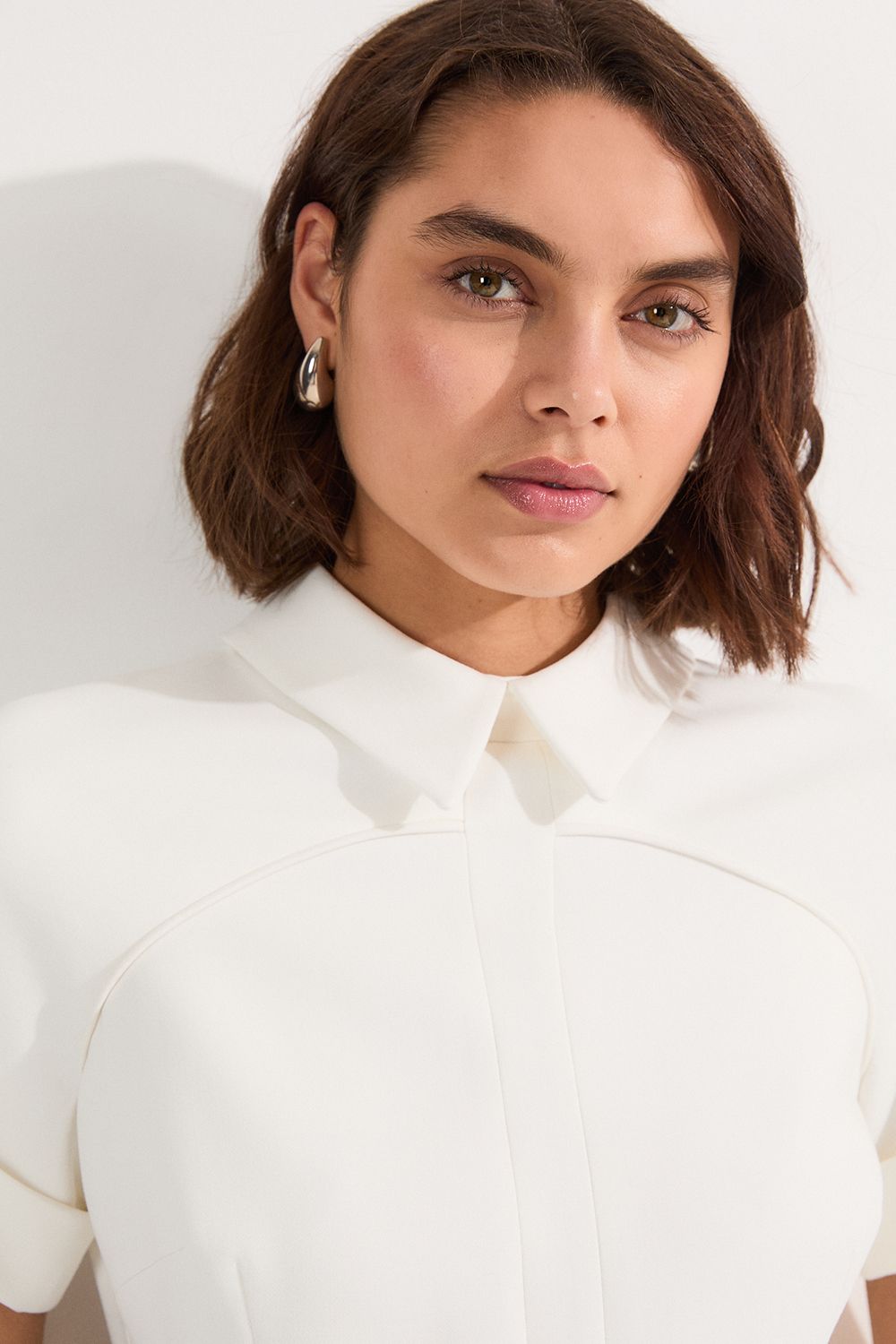 KarenMillen Compact Stretch Tab Detail Full Skirted Midi Dress