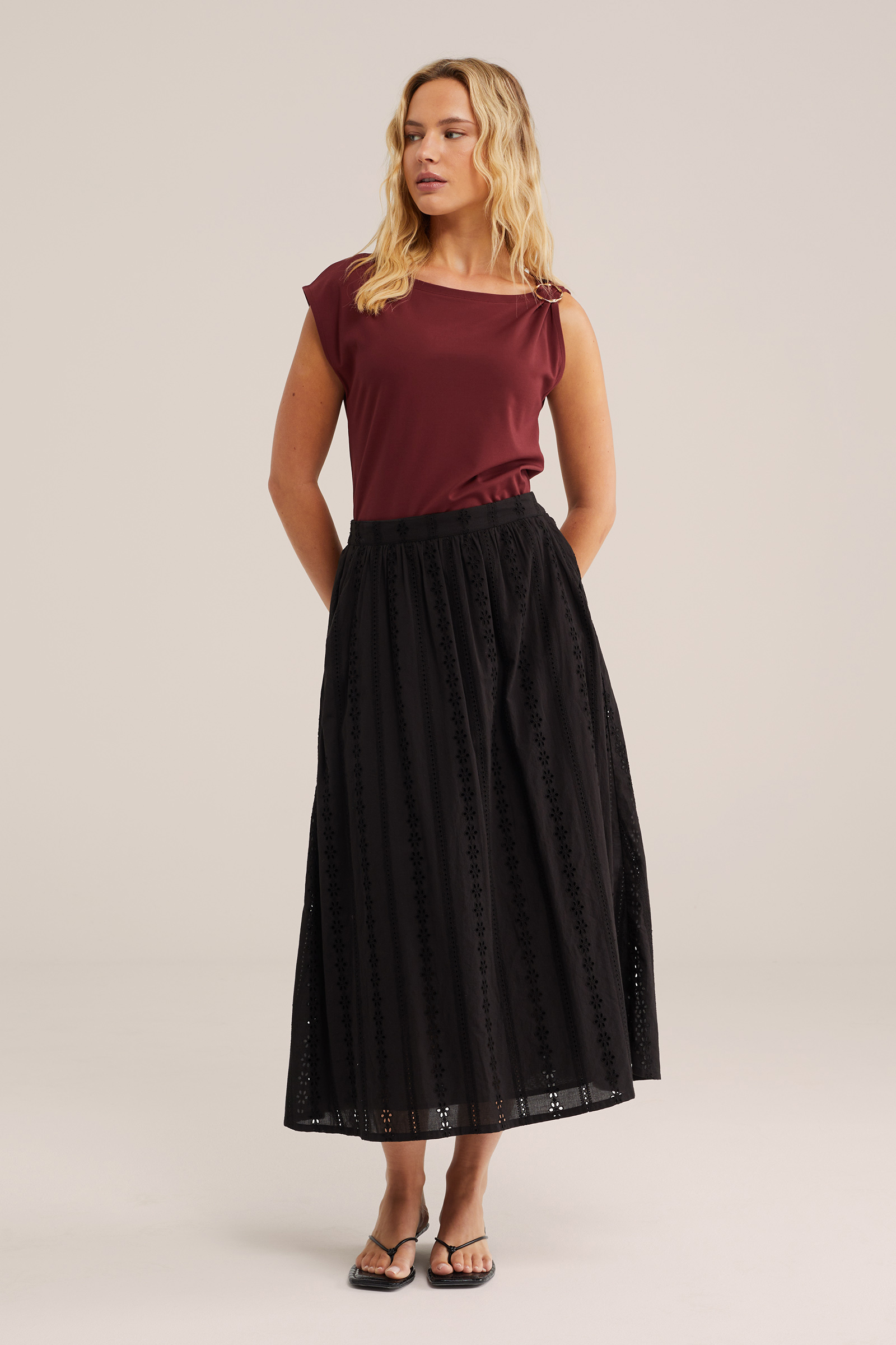 Dames jersey top met gouden accenten