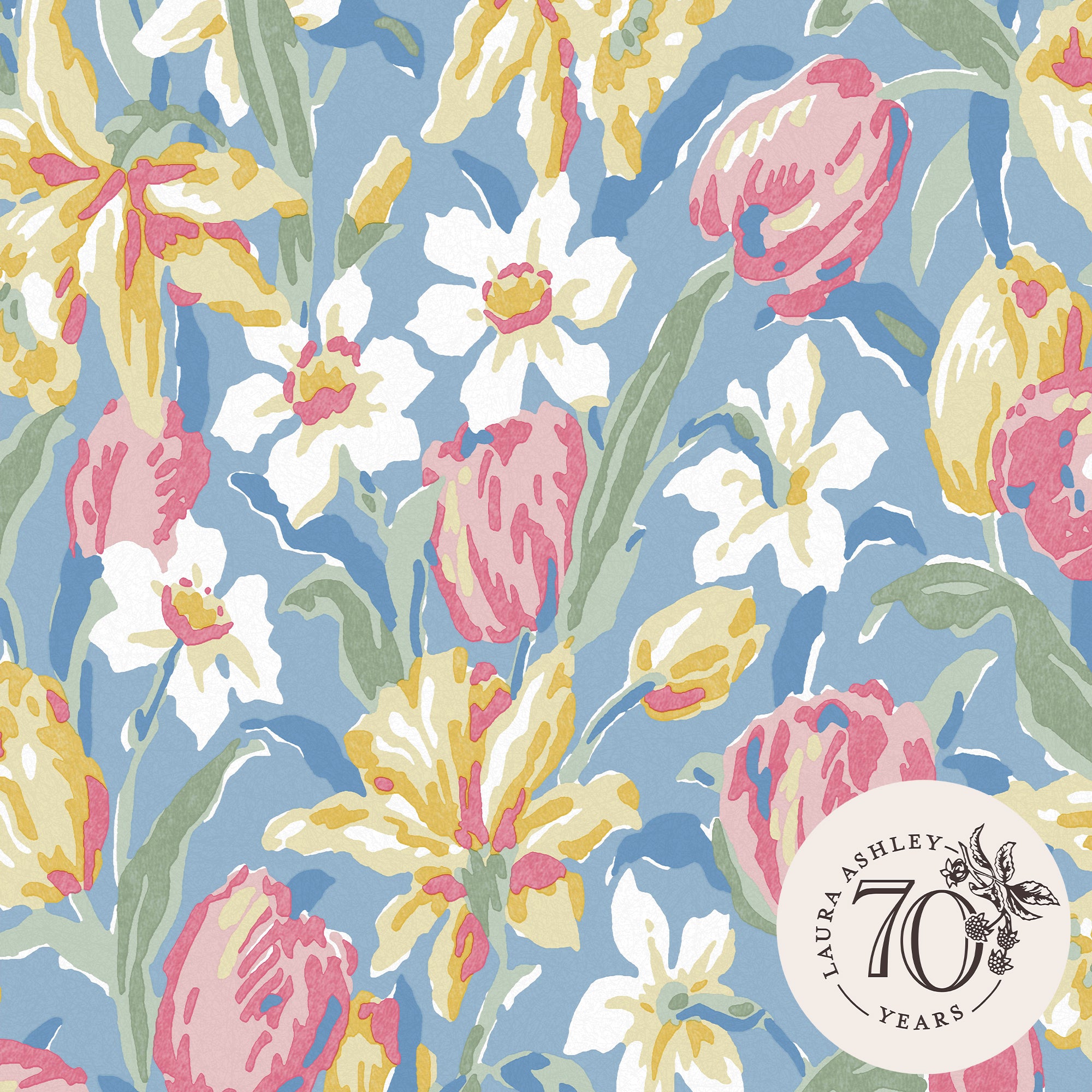 Laura Ashley Vliesbehang - Tulips China Blue - Blauw 10mx52cm